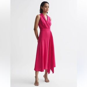 Reiss Claire Pleated Fitted Midi Dress